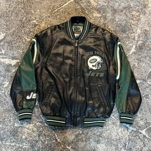 Vintage Carl Banks‎ G-III New York Jets Leather Jacket Size L